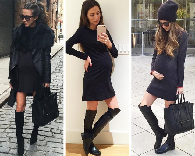 cfc-something navy maternity style-fitted sweater dresses and tall boots