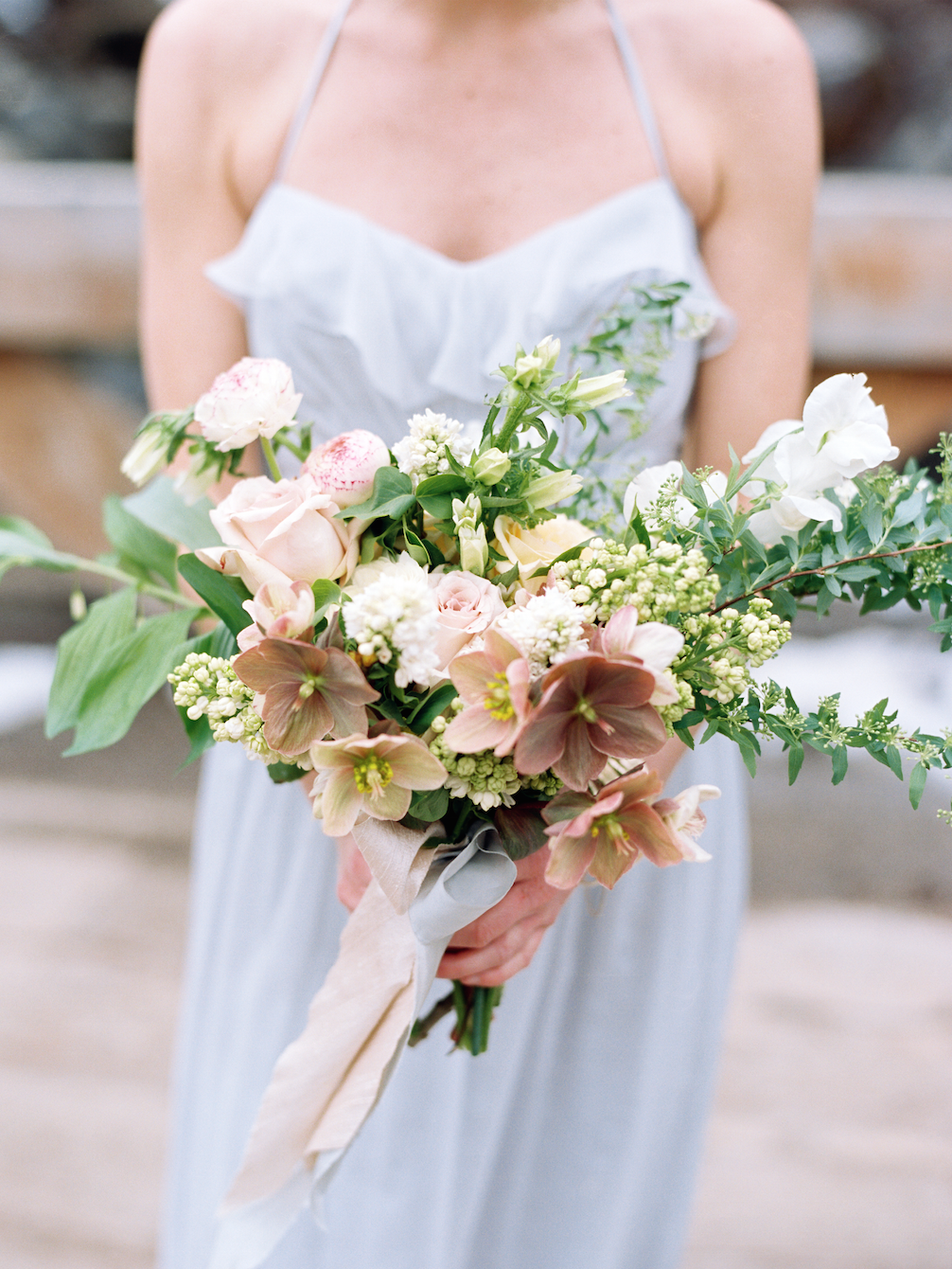 bridesmaid dress and bouquet