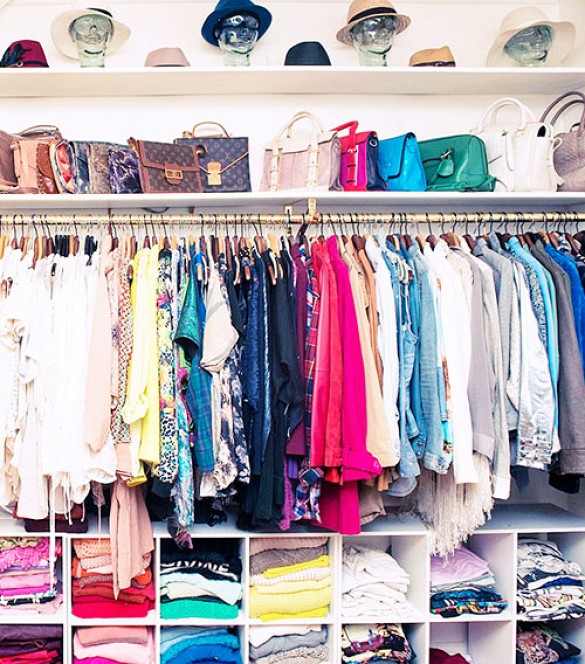 closet organizing-purse organization-sweater organiation-hat organization-hats-purses-handbags-cubbies-color coded closet-celeb closets-blogger closets-aimee song-closet-via-song-of-style