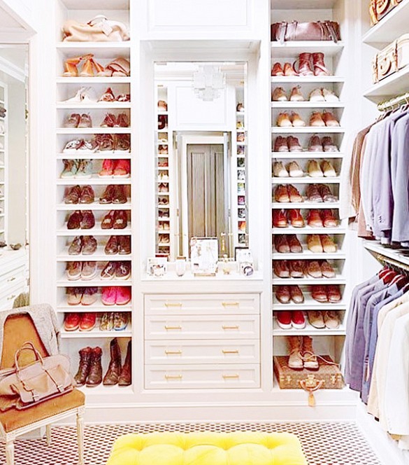 closet organization, shoe shelves, via www